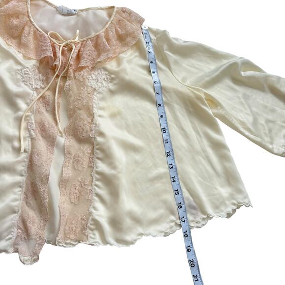VINTAGE BONWIT TELLER CREAM SATIN BED JACKET 1930s 1940s LINGERIE WOMEN Sz S/M - Picture 9 of 12